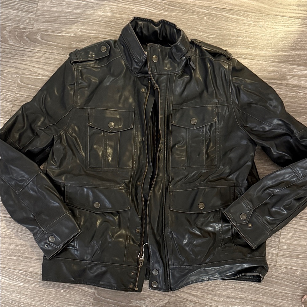 VINTAGE LEVIS men’s Black pleather Jacket